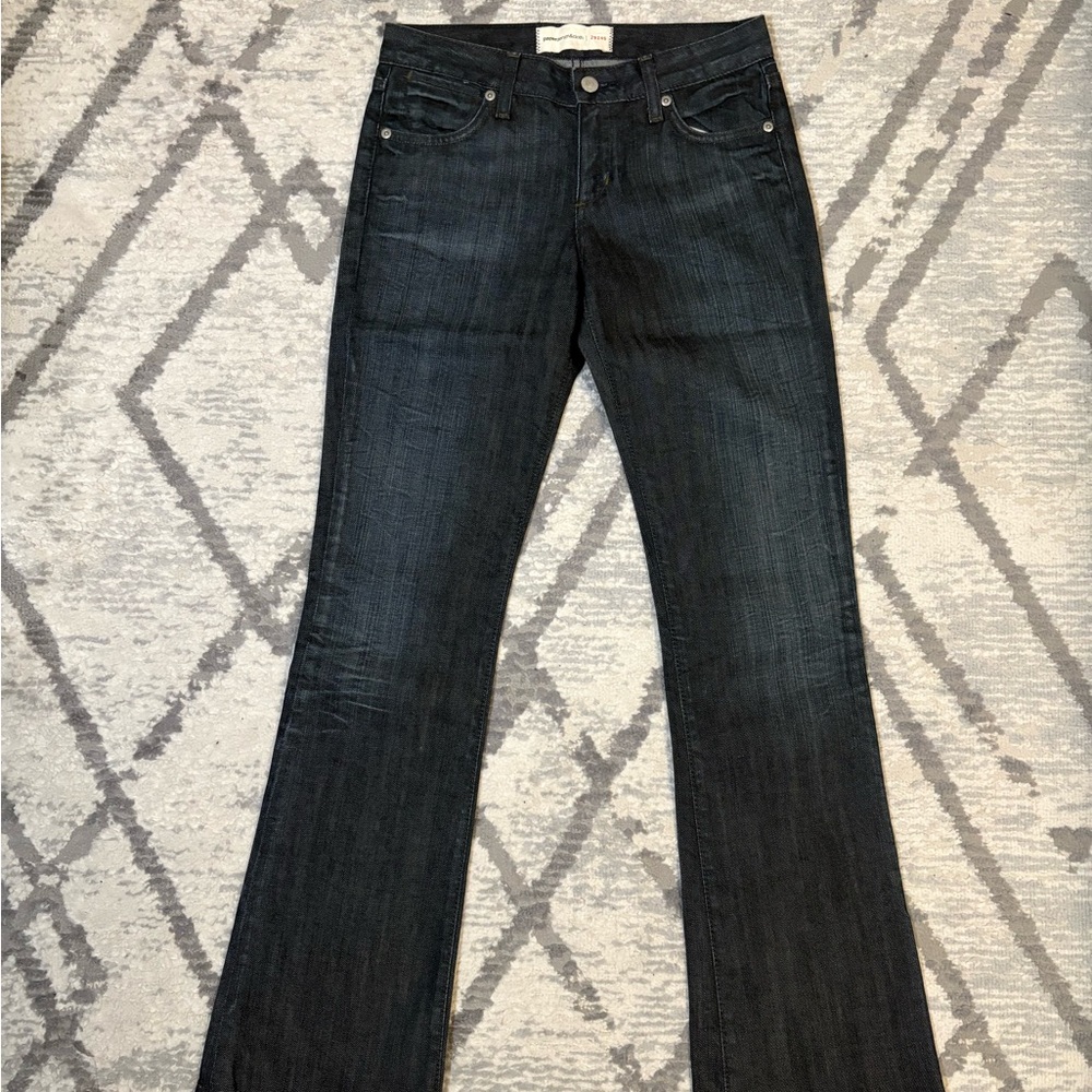 Vintage Y2K Low Waist Paper Denim & Cloth Dark Blue Flare boot cut Jeans